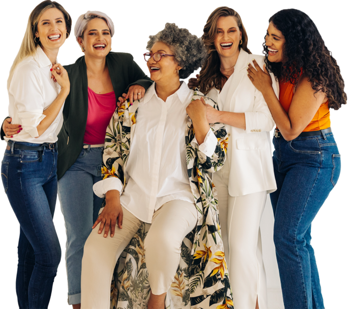 A group of women together smiling and laughing.